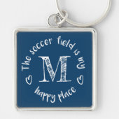 Das Fußballfeld ist mein glücklicher Ort mit Monog Schlüsselanhänger (Vorne)