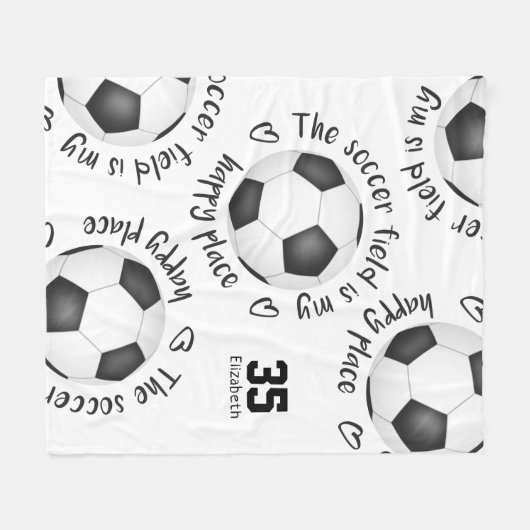 Das Fußballfeld ist mein glücklicher Ort, wo Mädch Fleecedecke (Vorderseite (Horizontal))