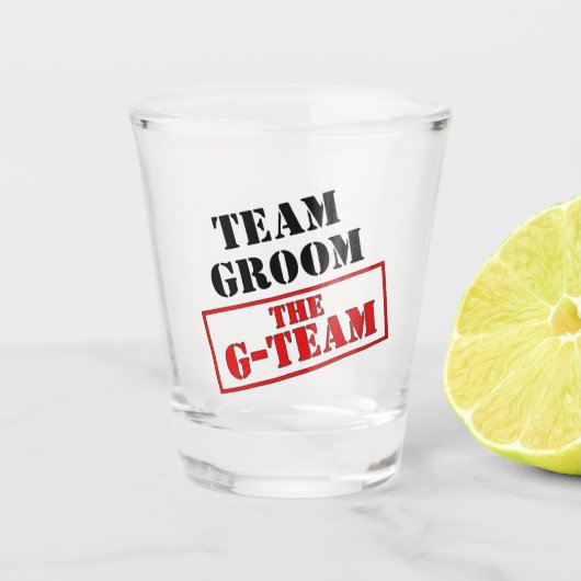 Das G-Team Team Groom Schnapsglas (Vorderseite)