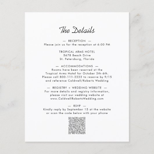 Das ganze Budget in einem Boho Blumenwald Einladun (Rückseite)