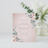 Das ganze Budget in einem Boho Pink Roses Einladun (Stehend Vorderseite)