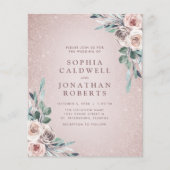 Das ganze Budget in einem Boho Pink Roses Einladun (Vorderseite)