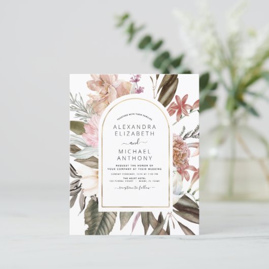 Das ganze Budget in einem Burgund-Floral-QR-Code H (Stehend Vorderseite)