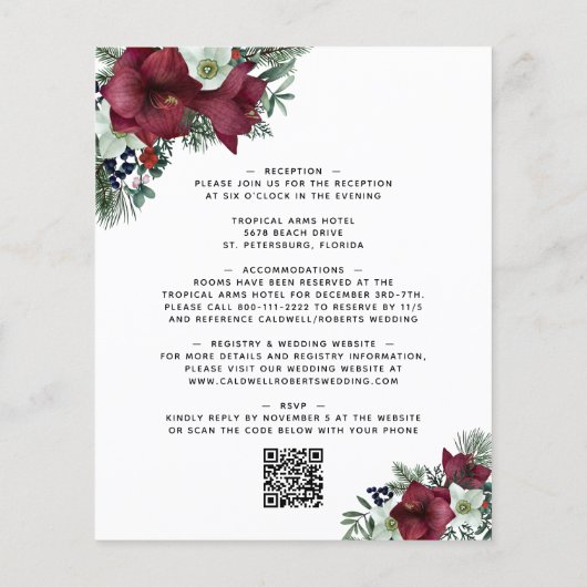 Das ganze Budget in einem Burgunder Blumenzettel (Rückseite)