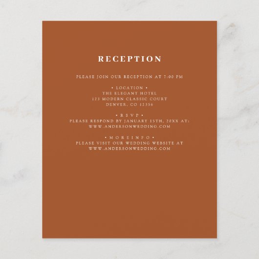 Das ganze Budget in einem Burnt Orange Hochzeit Ei Flyer (Hinten)