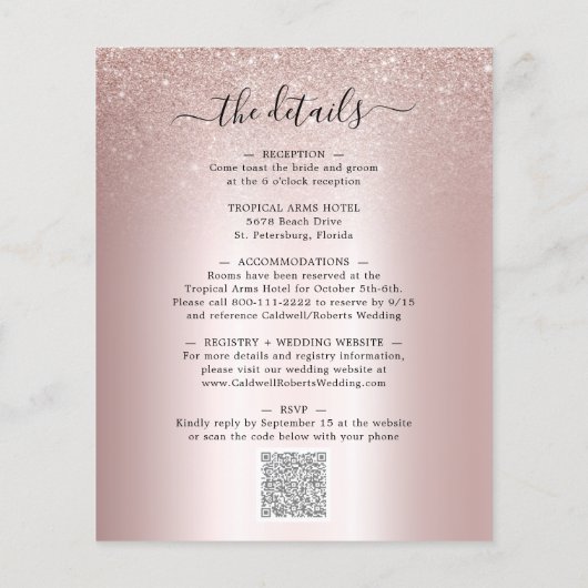 Das ganze Budget in einem Champagner Glitzer Hochz (Rückseite)