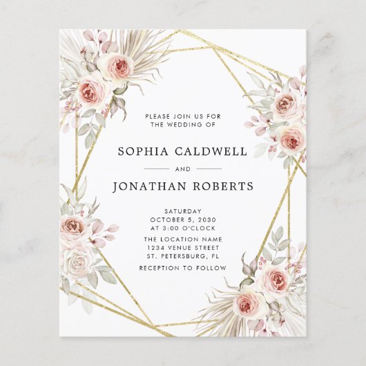 Das ganze Budget in einem rosa blumengoldenen Hoch (Vorderseite)