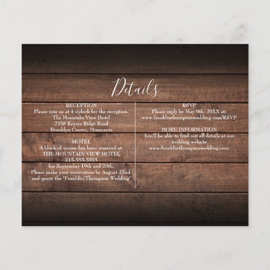 Das ganze Budget in einem rustikalen Foto für Hoch (Rückseite)