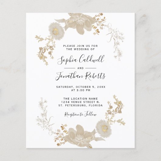 Das ganze Budget in einem Vintagen Blumenzettel (Vorderseite)