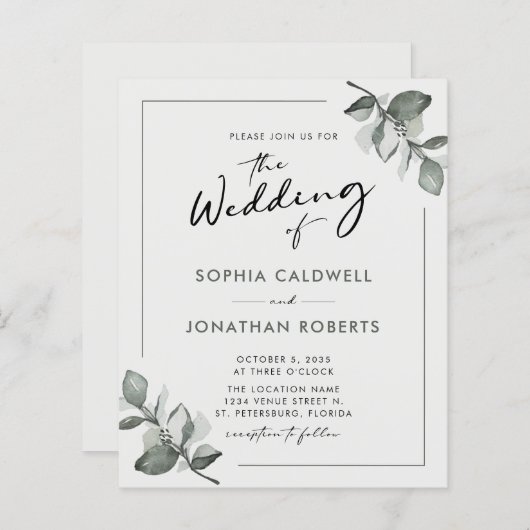 Das ganze Budget in einer Eukalyptus-Kalligrafie-H (Vorne/Hinten)