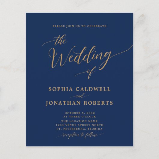 Das ganze Budget in einer Gold- und Marinehochzeit (Vorderseite)