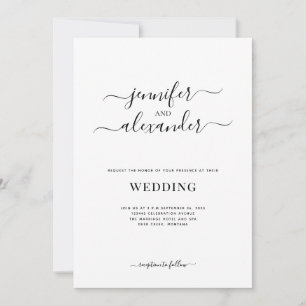 Das ganze Budget in einer kalligraphischen Hochzei Einladung