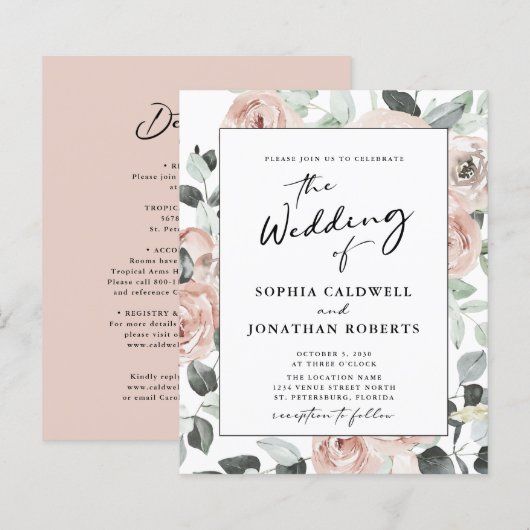 Das ganze Budget in einer kalligraphischen Rose Ho (Vorne/Hinten)