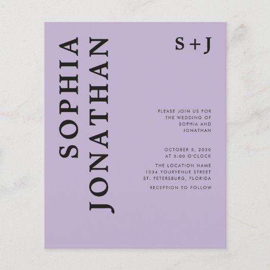 Das ganze Budget in einer kühlen Typografie-Hochze (Vorderseite)