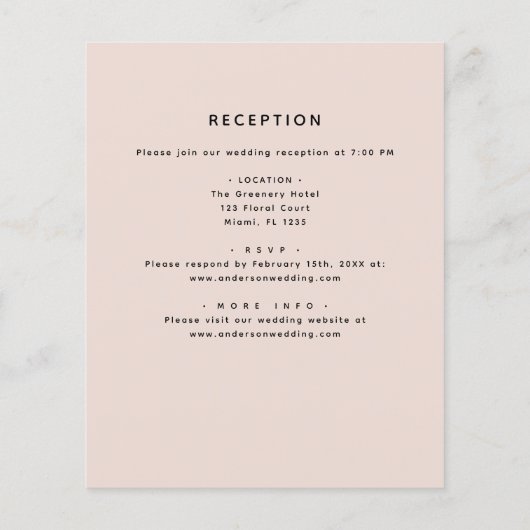 Das ganze Budget in einer rosa Blütenhochzeit (Rückseite)