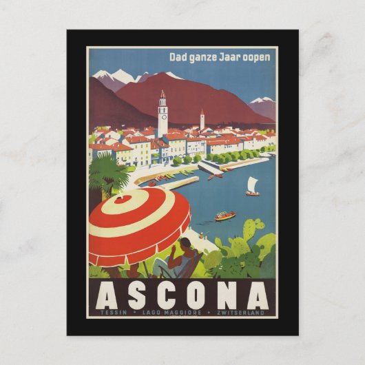 Das ganze Jahr offen Ascona Postkarte (Vorderseite)