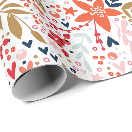 Das ganze Jahr über feierlich weißes Blumengeschen Geschenkpapier (Rolleneckpunkt)