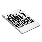 Das ganze Mädchen kümmert sich um Volleyball ...un Notizblock (Rechte Seite)