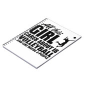 Das ganze Mädchen kümmert sich um Volleyball ...un Notizblock (Linke Seite)