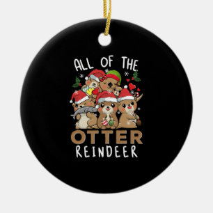 Das ganze Otter Rentier Funny Otters Weihnachten Keramik Ornament