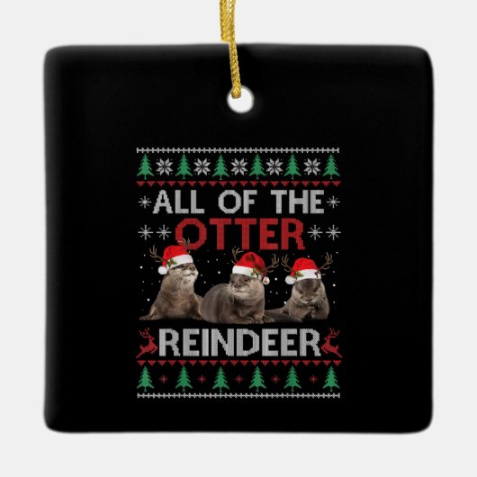 Das ganze Otter Rentier Weihnachtskraut Keramikornament (Vorderseite)