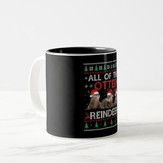 Das ganze Otter Rentier Weihnachtskraut Zweifarbige Tasse (Vorderseite Links)