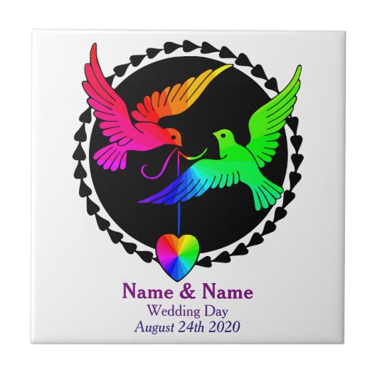 Das ganze Rainbow Gay Wedding Gift Tile Fliese (Vorderseite)