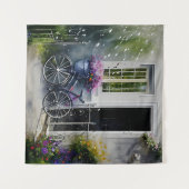 Das Gartenfahrrad Wandteppich (Vorderseite (Horizontal))