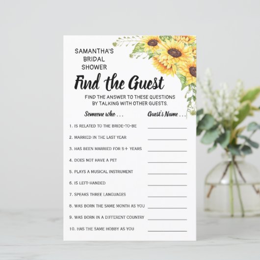 Das Gästebuch-Brautparty auf Englisch finden (Stehend Vorderseite)