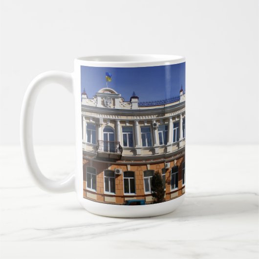 Das Gebäude des Stadtrats von Melitopol Kaffeetasse (Links)