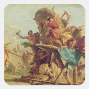Das Gebäude des Trojan Horse, c.1760 Quadratischer Aufkleber
