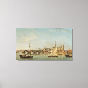 Das Gebäude von Westminster-Brücke mit einem Leinwanddruck