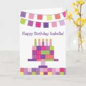 Das Gebäude-Ziegelstein-Block-Geburtstag des Karte (Gelbe Blume)