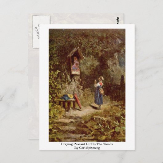 Das Gebet der Bauernmädchen im Wald durch Carl Spi Postkarte (Vorne/Hinten)