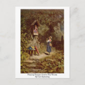 Das Gebet der Bauernmädchen im Wald durch Carl Spi Postkarte (Vorderseite)