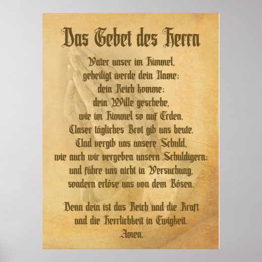 Das Gebet des Herrn (deutsch) Poster (Vorne)