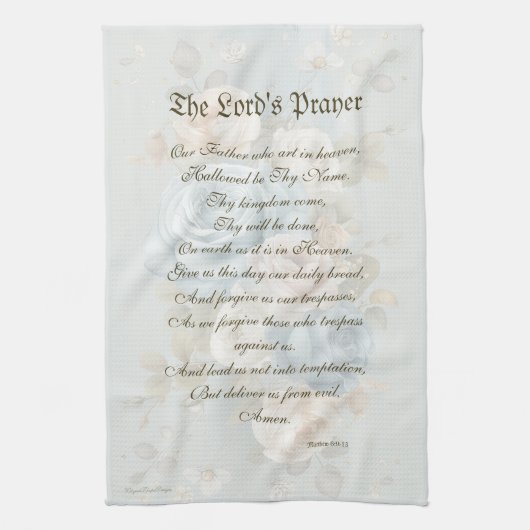 Das Gebet des Herrn Küchentuch Blue Pastellblüte (Vertikal)