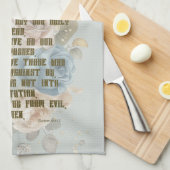 Das Gebet des Herrn Küchentuch Blue Pastellblüte (Viertel Falte)