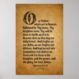 Das Gebet des Herrn (Schrift: Matthew 6:9-13) Poster