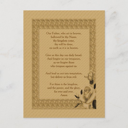 Das Gebet des Herrn Unser Vater Rosenknospe Postkarte (Vorderseite)