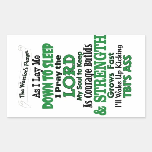 Das Gebet des Kriegers TBI Rechteckiger Aufkleber (Vorderseite)