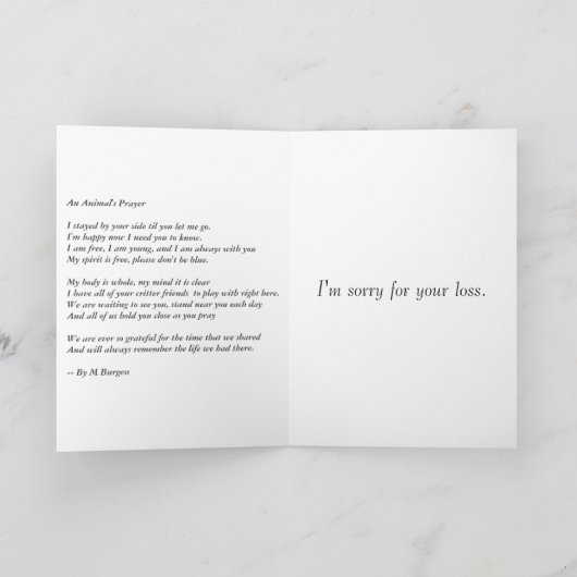 Das Gebet eines Tieres - Wenn eine Reise endet - Karte (Innenseite)