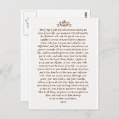 Das Gebet von Papst Franziskus an unsere Lady Unti Postkarte (Vorne/Hinten)