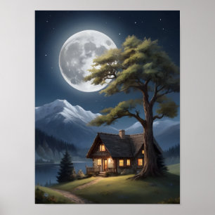 Das Gebirge "Moonlit Haven" Poster