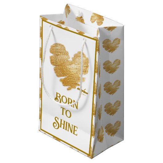 Das Geborene kleine Geschenktücher aus Shine White Geschenktüte (Vorderseite Schrägansicht)