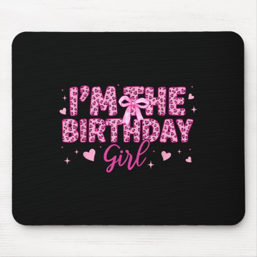Das Geburtstag Mädchen rosa Leopard Gepard Tier Mousepad (Vorne)