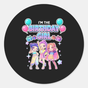 Das Geburtstagsmädchen süße Chibi K-Pop lustige Ki Runder Aufkleber