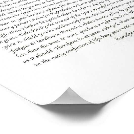 Das Gedicht der Desiderata von Max Ehrmann Poster (Ecke)