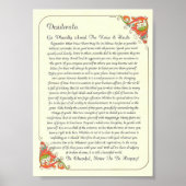 Das Gedicht der Desiderata von Max Ehrmann Poster (Vorne)