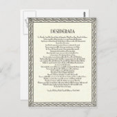 Das Gedicht der Desiderata von Max Ehrmann Postkarte (Vorne/Hinten)